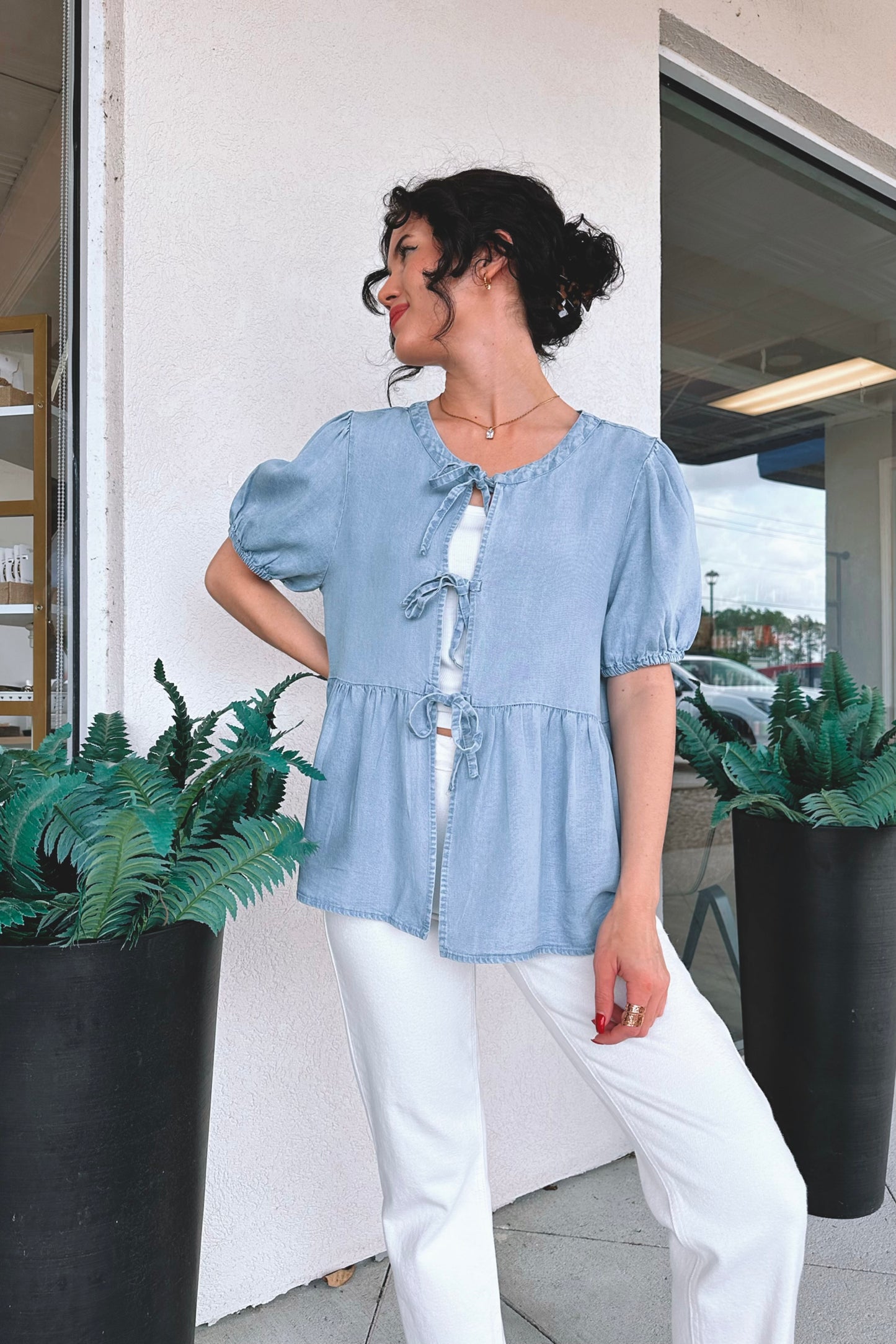 Charlotte Chambray Top