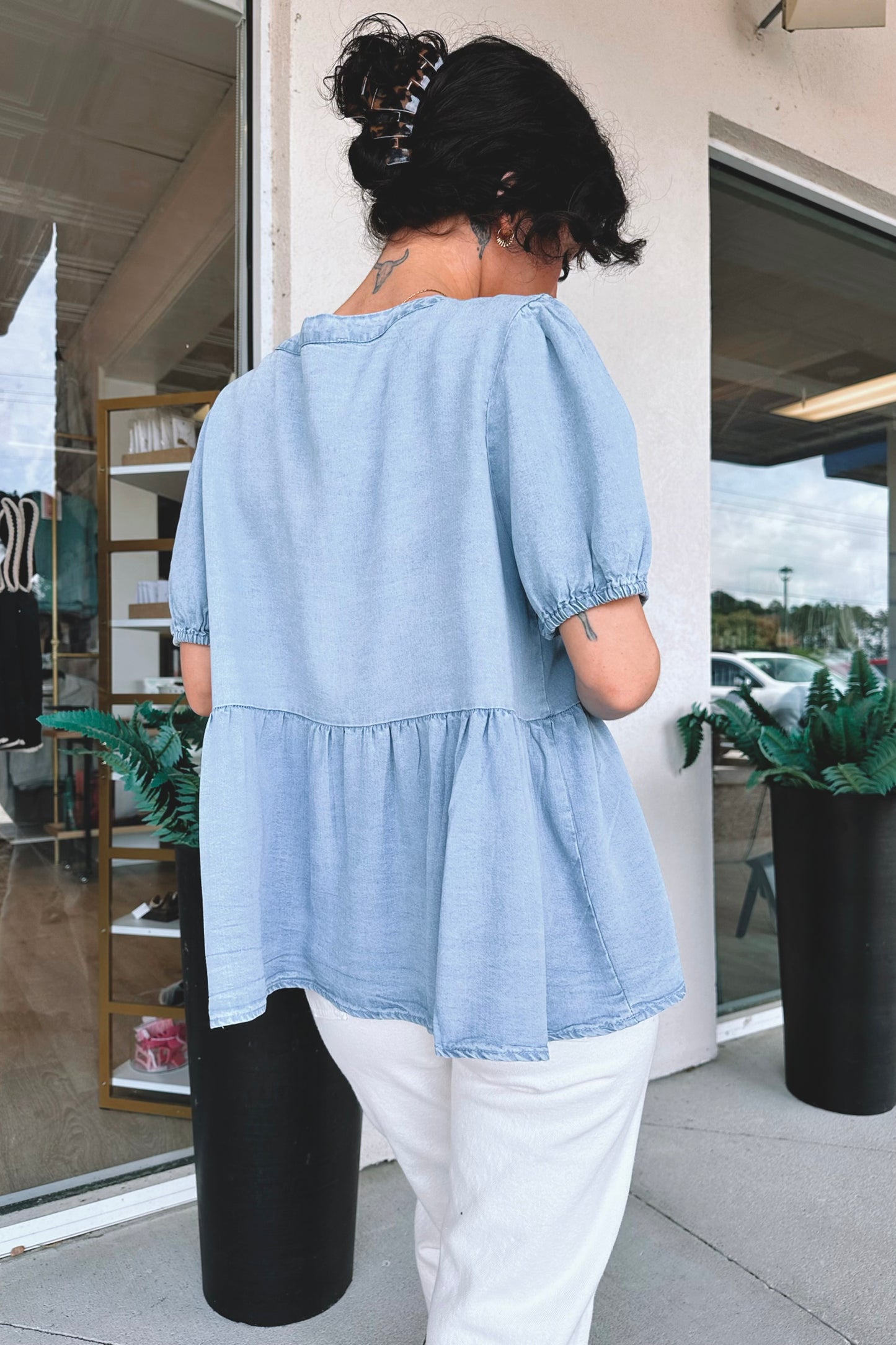 Charlotte Chambray Top